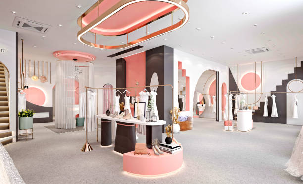 Retail store interior with soft pink walls and glossy matte finishes by a painting company in Westerville, OH.