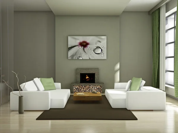 Living room with sage-gray painted walls and smooth finishes by an interior painter in Lewis Center, OH